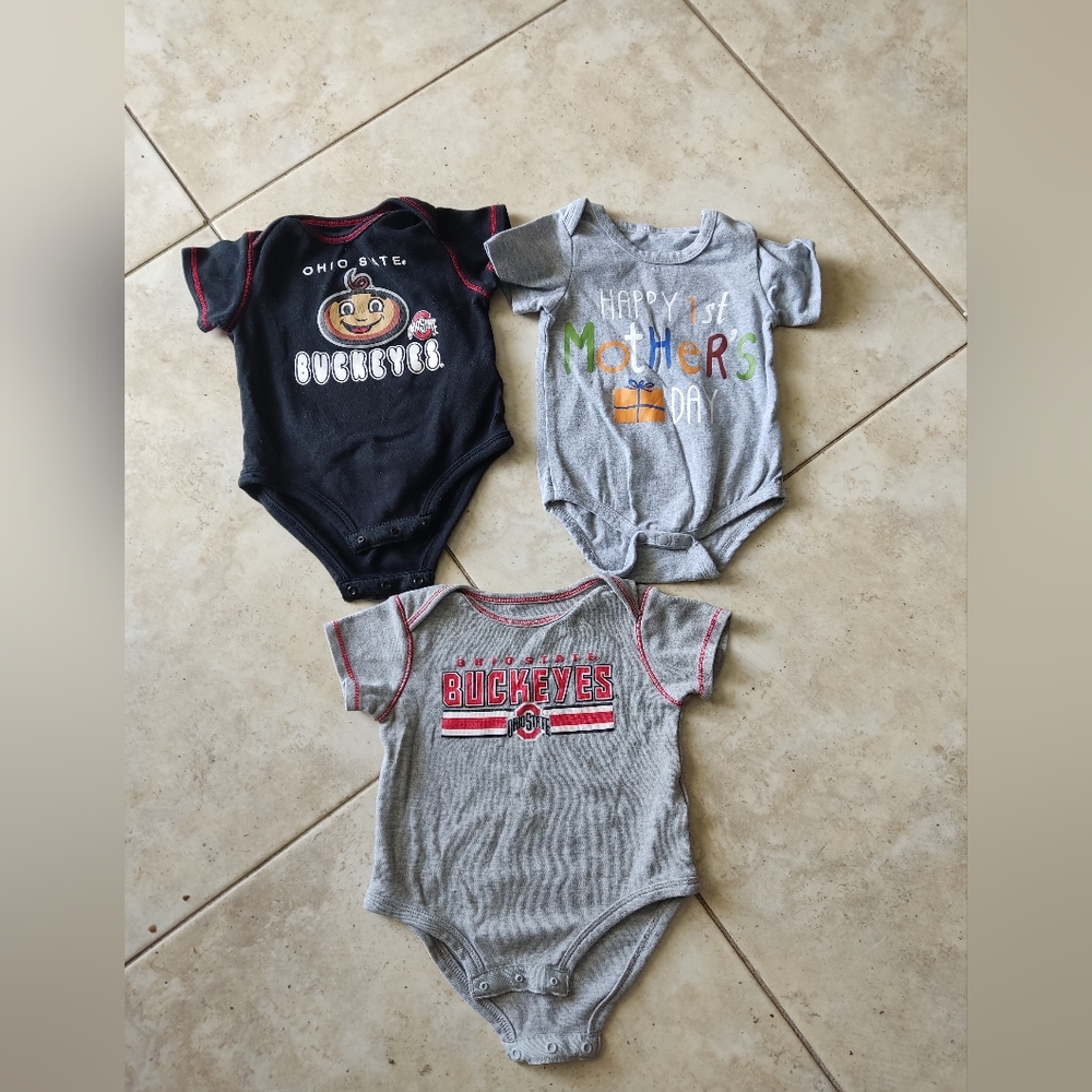 Baby Bodysuit Set - Black and Gray Ohio State Buckeyes  Size 6-9months